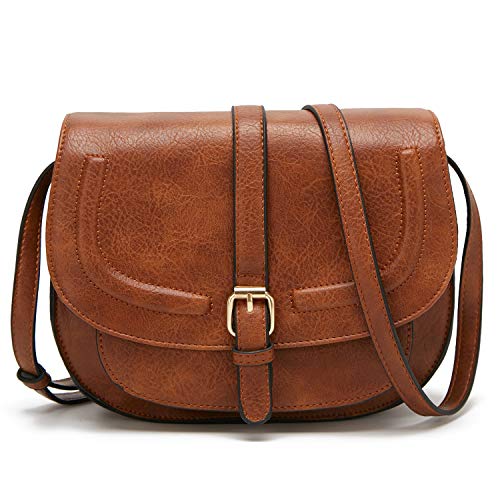 DCCN Borsa a tracolla piccola in pelle PU per donna Retro Marrone