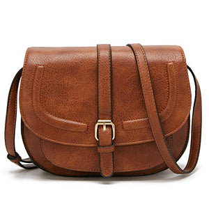 DCCN Borsa a tracolla piccola in pelle PU per donna Retro Marrone