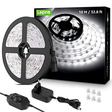 Carica l'immagine nel visualizzatore di Gallery, Lepro Striscia LED 10M 600LED SMD2835 Bianco Freddo 6000K Dimmerabile, 24V 1800 Lumen Nastri LED per Decorazioni Interne/Feste/Natale, Strisce LED Kit Completo Alimentatore e Interruttore Dimmer