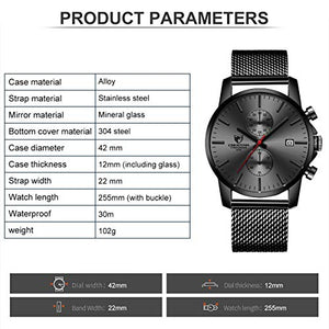 Orologi da uomo moda sport al quarzo analogico nero maglia acciaio... - Ilgrandebazar