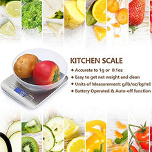 Carica l&#39;immagine nel visualizzatore di Gallery, Bilancia da Cucina Smart Digitale con Funzione Tare,5kg/11 lbs Acciaio Inox...