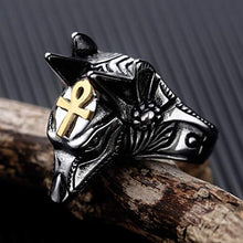 Carica l&#39;immagine nel visualizzatore di Gallery, OIDEA Anello Anubi Uomo Ankh Egitto Egiziano Croce Fidanzamento Acciaio... - Ilgrandebazar