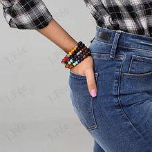 Carica l&#39;immagine nel visualizzatore di Gallery, J.Fée Bracciale Perline Chakra Elastico in Pietra 5pack - Ilgrandebazar