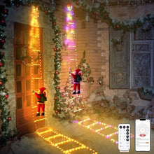 Carica l&#39;immagine nel visualizzatore di Gallery, Scala LED Con Babbo Natale Luminoso da Esterno ed Interno, Decorazioni Natalizie Multifunzione 8 Modalità Controllo via App e Telecomando, Impermeabile IP44 Bianco Caldo e RGB