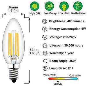 Bonlux E14 Lampadine a Candela LED Dimmerabili C35 Dimmerabile, Bianco Caldo - Ilgrandebazar