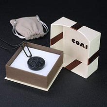 Carica l&#39;immagine nel visualizzatore di Gallery, COAI Pendente in Ossidiana Nera con San Michele Intarsiato, Acciaio Inox