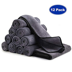 Tsumbay 12 Pezzi 400gsm Panno in Microfibra, Panni per Pulizia Nero Lato