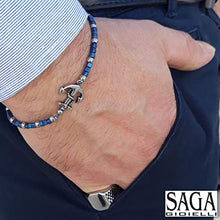 Carica l&#39;immagine nel visualizzatore di Gallery, SAGA GIOIELLI BRACCIALE UOMO ANCORA ACCIAIO (BLU)