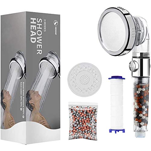 VEHHE Soffione doccia Potente flusso con filtro perline Alta Trasparente