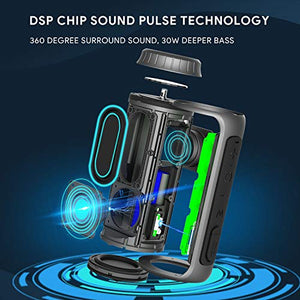 Zamkol Cassa Bluetooth 5.0, 30W HD Stereo Altoparlante Portatile con Nero - Ilgrandebazar