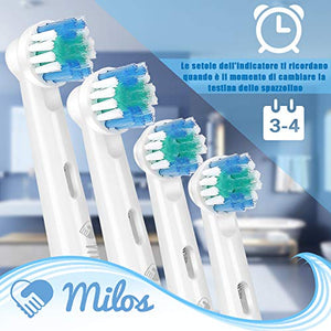 Milos Testine Oral B di Ricambio Morbide Compatibili con Spazzolino Elettrico, Confezione da 16 - per Adulti