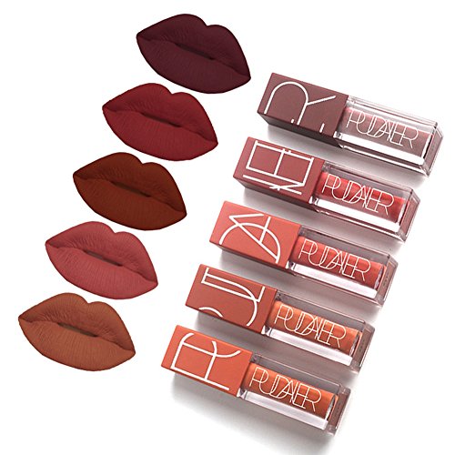 5 Colori/Set Lucidalabbra, Rossetti liquidi mat, lungo impermeabile C5 - Ilgrandebazar