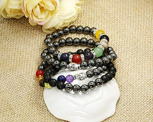 Milacolato Bracciale in Ematite Chakra da 4 Paia Terapia Magnetica di... - Ilgrandebazar