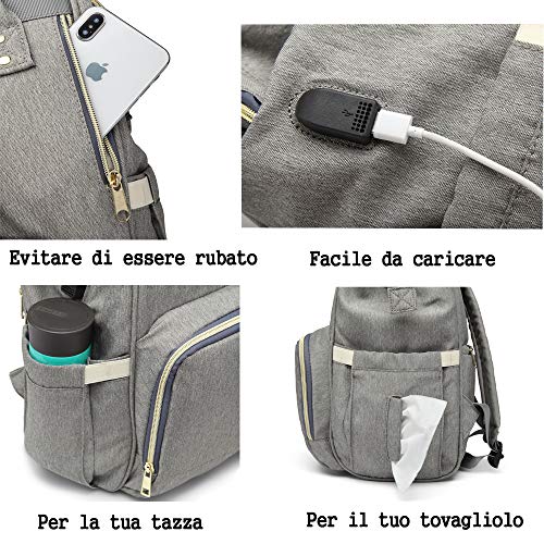 Zaino Fasciatoio Viedouce Per Neonati - 8L, Multifunzione, Con Borsa Termica, Nero - Foto 9