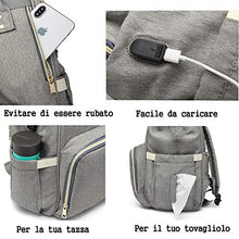 Carica l&#39;immagine nel visualizzatore di Gallery, Zaino Mamma Multifunzione Neonato Fasciatoio Bambino Impermeabile Light Gray - Ilgrandebazar