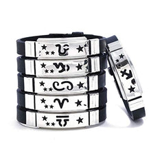 Carica l'immagine nel visualizzatore di Gallery, Bracciale in Nera con Piastra Incisa Segno di Costellazione Bottiglia D'acqua - Ilgrandebazar