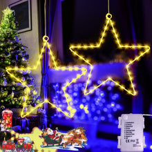 Carica l'immagine nel visualizzatore di Gallery, Luci Led Natale Stelle,2 Piece Luci Natalizie con 40 Led Bianco Caldo 8 Modalità Batteria Alimentata Led Luci Illuminazione Decorativa per Esterno/Interno,Decorare Natale,Matrimonio,Festa,Compleanno