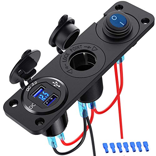 Doppia Presa USB per Auto 12V / 24V, Caricabatteria da Auto Accendisigari Impermeabile 4.2A Alimentatore per Pannello Interruttori a Bilanciere,Rosso