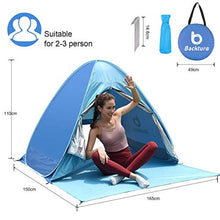 Carica l'immagine nel visualizzatore di Gallery, BACKTURE Tenda da Spiaggia, Pop-up Portatile per Famiglia Fino a 2-3...