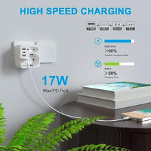 Carica l&#39;immagine nel visualizzatore di Gallery, Adattatore Presa Inglese, Redagod Adattatore Spina Inglese,a Spina Italiana con 3 USB e 1 USB C(3.4A,17W) Adattatore UK con 2 Prese per Gran Bretagna/Qatar/Irlanda/Gambia,Presa Inglese 3250W
