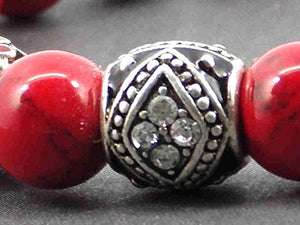 Bracciale Miss Chichi in rossa turchese ricostituita con perline di metallo... - Ilgrandebazar