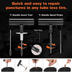 Kohree 98pcs Kit per Riparazione Pneumatici, Ripara Pneumatici Gomme...