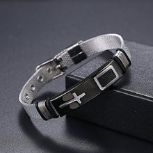 Carica l&#39;immagine nel visualizzatore di Gallery, Oidea Braccialetto Catena a Maglie Uomo Acciaio Inossidabile Nero Argento - Ilgrandebazar