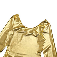 Carica l'immagine nel visualizzatore di Gallery, Body da danza, donna, a maniche lunghe, con scollo rotondo, X-Large, Oro - Ilgrandebazar