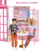 Carica l&#39;immagine nel visualizzatore di Gallery, Barbie - Barbie Casa con bambola, a 2 piani e con 4 aree da gioco, completamente arredata, Giocattolo per Bambini 3+ Anni, HHY40