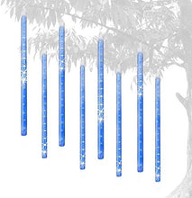 Carica l'immagine nel visualizzatore di Gallery, EEIEER Luci Della Pioggia di Meteore, 30cm 8Tubo 192 LED Meteor Luci Natale Luci, Impermeabili Meteor Shower Light per Festa di Nozze Decorazione All'aperto (blu)