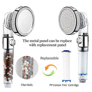 VEHHE Soffione doccia Potente flusso con filtro perline Alta Trasparente
