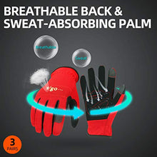 Carica l&#39;immagine nel visualizzatore di Gallery, Vgo Glove Guanti, 3 paia, guanti da lavoro in 10/XL, Rosso + Grigio + Giallo