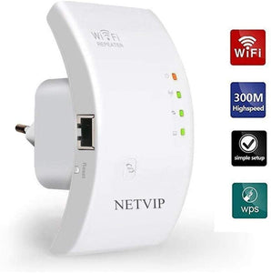 NETVIP Ripetitore WiFi Wireless 300Mbps/ 2.4GHz WiFi Extender e Access –