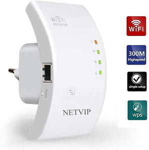 NETVIP Ripetitore WiFi Wireless 300Mbps/ 2.4GHz WiFi Extender e Access Point Potenzia la Tua Copertura Wi-Fi Compatibile con Tutti i Modem Router WiFi