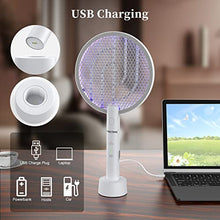 Carica l'immagine nel visualizzatore di Gallery, TMACTIME Racchetta Zanzare Elettrica, 4000V 2-in-1 Racchetta Antizanzare, USB Base di Ricaricabile, e Lampada UV, Protezione Maglia a 3 Strati, Adatto per Casa, Giardino, Interni ed Esterni