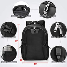 Carica l&#39;immagine nel visualizzatore di Gallery, Zaino per PC 17,3 Pollici Laptop Impermeabile Anti-furto USB Zaini da Nero