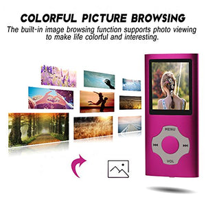 Ueleknight MP3/ MP4 Player con Scheda Micro SD da 16 GB,Lettore Musicale Pink