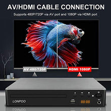 Carica l'immagine nel visualizzatore di Gallery, LONPOO Lettore DVD Compatto 1~6 Regione Libera (Porto HDMI, USB, RCA, Nero