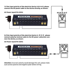 Asmuse Mini Alimentatore Pedali Chitarra Noiseless Portatile 9V 12V Nero-10 - Ilgrandebazar