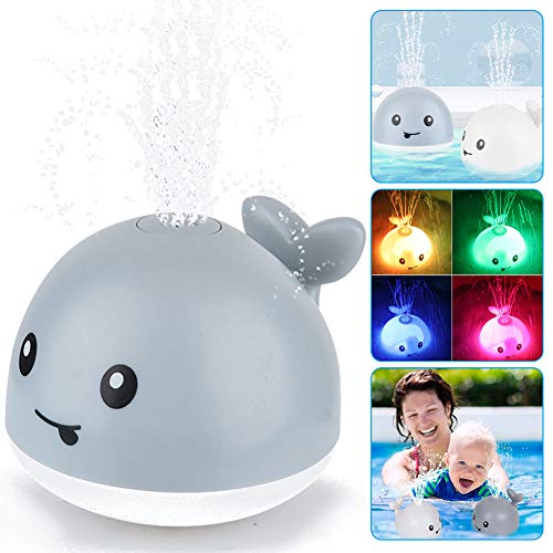 OFOCASE Spray Whale Baby Bath Toys, Induction Water Toy with Grey