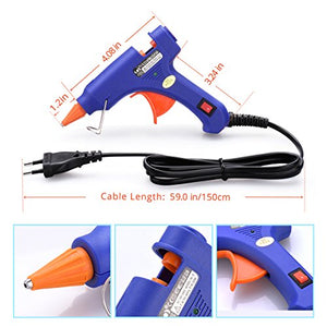 [50-Pezzi-Stick] Pistola Colla a Caldo,TOPELEK Mini Pistola a Caldo con 50 Pezzi Stick di Colla Alta Temperatura Pistola a Colla Grilletto Flessibile Per Fai Da Te Arti e Mestieri Progetti (20W, Blu)