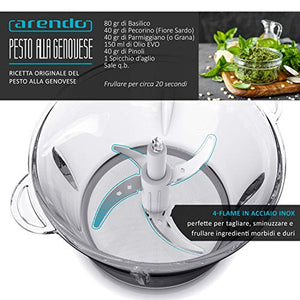 Arendo - Trituratore universale in VETRO da 1,5 L - 400 Watt - 4 lame in...