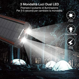 POWERADD Powerbank Solare Apollo2 Caricabatteria Portatile Batteria 12000mAh