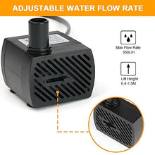 Carica l'immagine nel visualizzatore di Gallery, flintronic Mini Pompe à Eau Submersible (350 L/H, 5 W), Pompe Aquarium Ultra-Silencieux avec 3 Pieds de Ventouses et 2 Buses, Ajustable Pompe Fontaine pour Étang Poisson Fontaine Réservoir de Poissons
