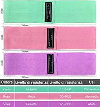 Carica l&#39;immagine nel visualizzatore di Gallery, Fascia elastica per il fitness, set di cinturini la resistenza dell&#39;anca...