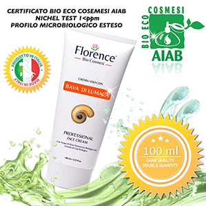 100ml. Bio Crema con Bava di Lumaca al 65% e Acido Ialuronico PURO 100%+Vitamina C/E. Con Ingredienti a Nota Azione Antietà, Cicatrizzante e Antimacchia per Viso, Collo e Contorno Occhi. Made in Italy