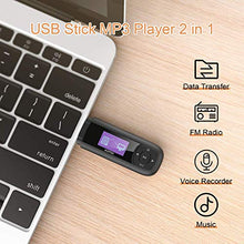 Carica l&#39;immagine nel visualizzatore di Gallery, AGPTEK - Lettore MP3 Bluetooth, 16 GB, con funzione orologio USB Noir U3