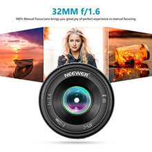 Carica l&#39;immagine nel visualizzatore di Gallery, Neewer 32mm F/1,6 Obiettivo Fisso Prime Focus Manuale Apertura Grande...
