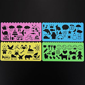 Set di Stencil Stampini da Disegno in Plastica per Bambini, 74 Forme, 24... - Ilgrandebazar