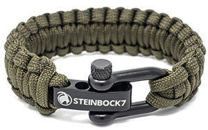 Steinbock7, braccialetto paracord regolabile con chiusura 23 cm, Army-Green